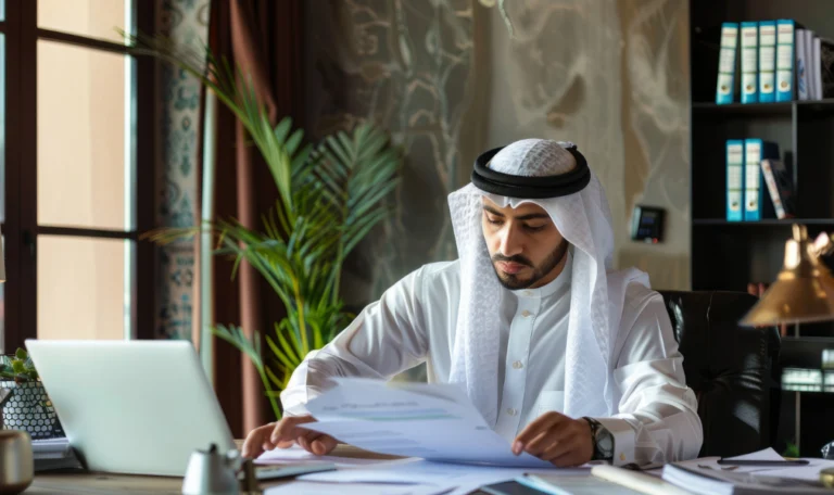 Emirati man sitting on a table