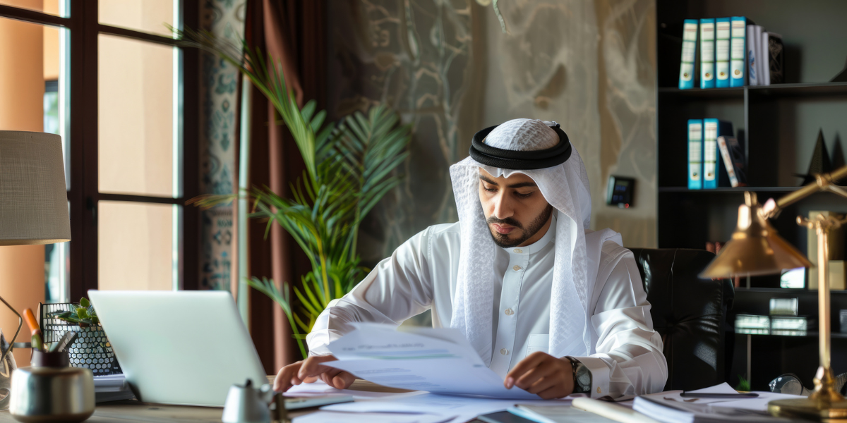 Emirati man sitting on a table